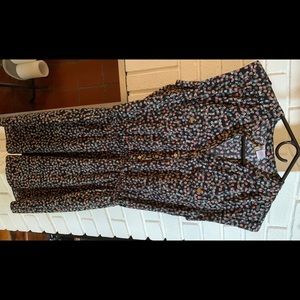 Aqua blue, pink, black button down dress